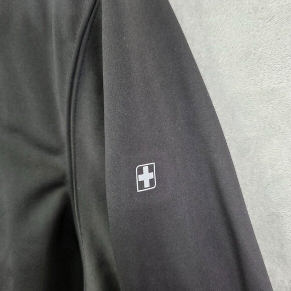 Mens Black Swiss Tech Softshell Jacket Fleece Lined Full Zip Long Sleeve 2XL - Picture 4 of 9